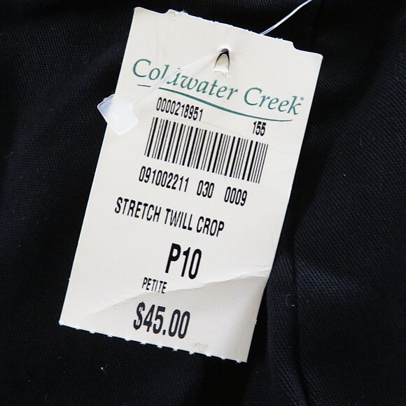 New! Coldwater Creek 10P Stretch Twill Crop Black Solid - Picture 5 of 5